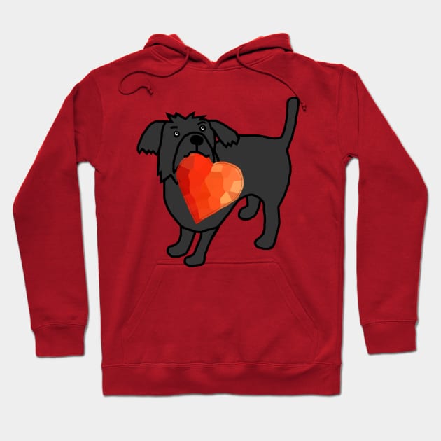 Cute Valentines Day Dog with Red Heart Hoodie by ellenhenryart